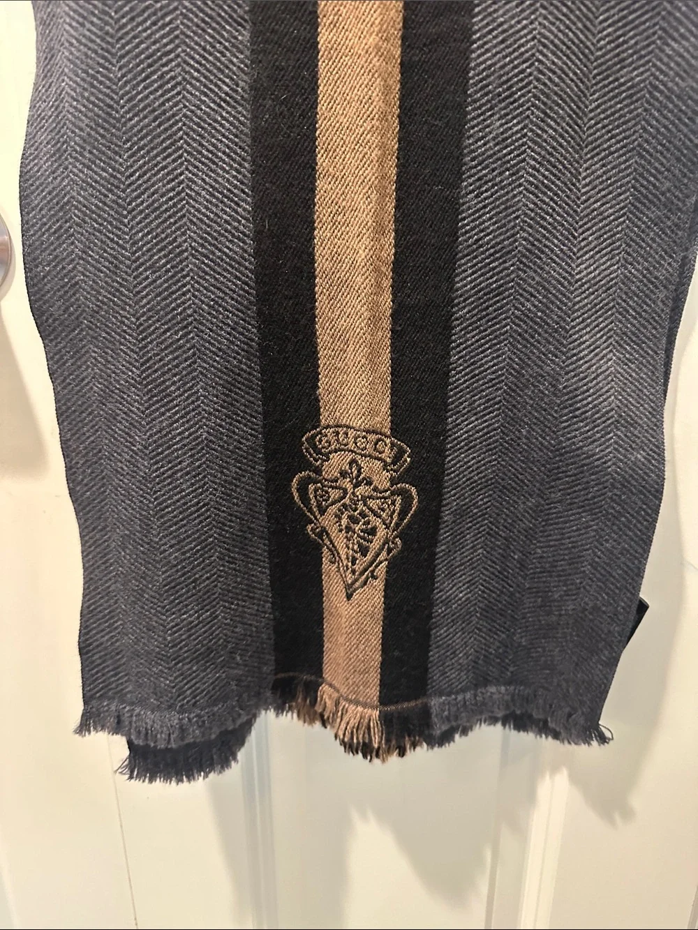 Gucci Black and Brown Striped Men's Scarf